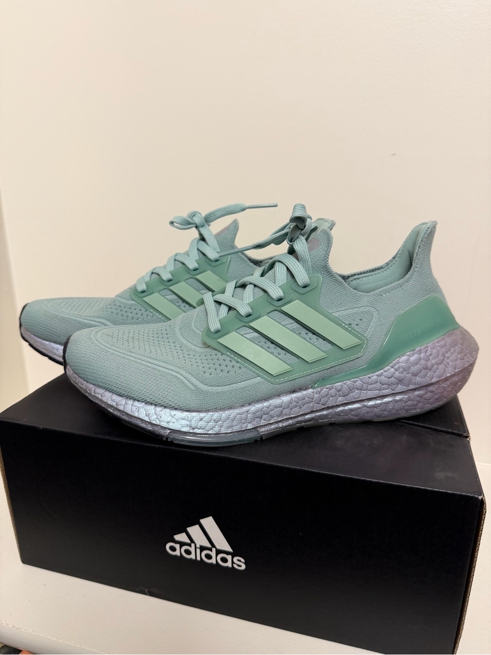 adidas Women’s Mint Green Knit Athletic Sneakers